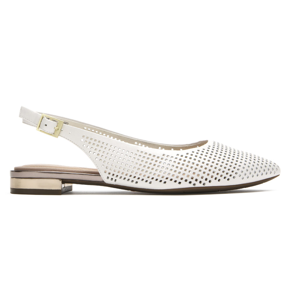 Rockport Flats For Womens White - Total Motion Adelyn Slingback - XH2158903